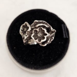 Large Silver Floral Statement Ring